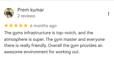 Positive review for ARM Burst unisex gym Chengalpattu training programs