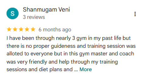 Google review highlighting premium equipment at ARM Burst Chengalpattu